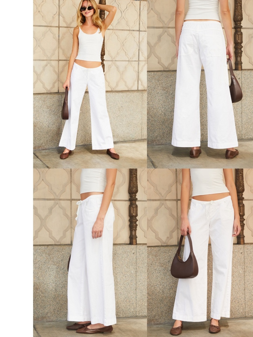 Women White Drawstring Jogger Pants